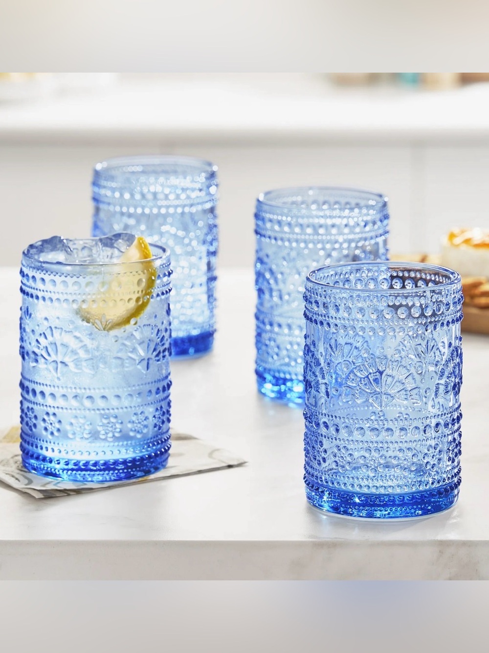 🔥S•A•L•E🔥11oz Pioneer Woman Channing Blue 11-Oz Glasses Set of 4